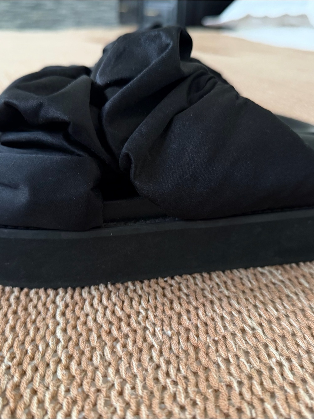 Ganni Black Ruched Platform Slide Mules - Picture 2 of 7